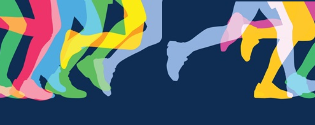 banner image of lightly transparent legs running