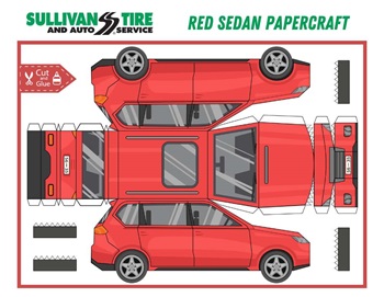 Image of Red Sedan papercraft project. Click to download!